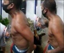 Homem negro somente de cueca durante abordagem em supermercado de Limeira