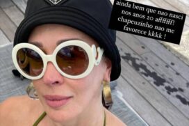 Claudia Raia com chapéu estilo bucket
