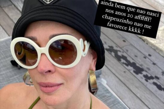 Claudia Raia com chapéu estilo bucket