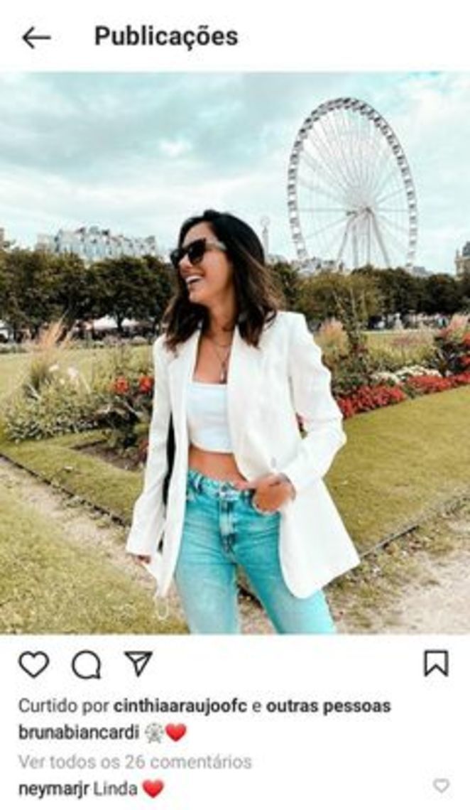 Comentário do Neymar na foto