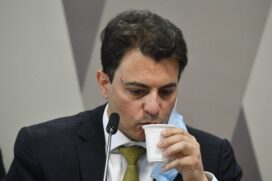 Empresário Otávio Oscar Fakhoury em seu depoimento a CPI da Pandemia; Fakhoury pediu desculpas para senador após ataque