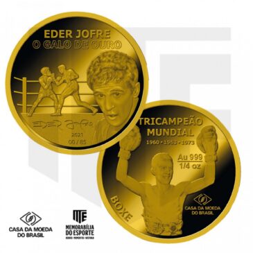 Medalhas, que homenageiam o pugilista Eder Jofre, já estão à venda em séries limitadas de ouro, prata e bronze