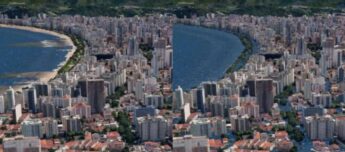 À direita Santos, hoje. À esquerda, no futuro, se nada for feito para frear o aquecimento global