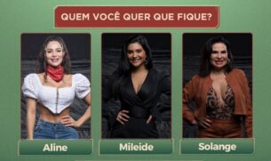 Aline, Mileide e Solange disputam a preferência do público na roça