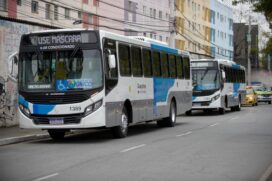 Ônibus utilizados no transporte municipal de Guarulhos, na região metropolitana de São Paulo