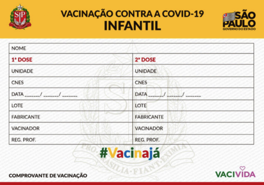 A carteira de vacinação foi divulgada no perfil de João Doria, no Twitter