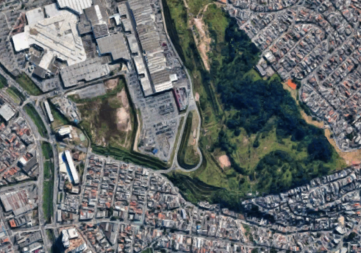 Área aproximada do local das obras