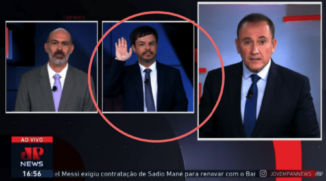 O comentarista Adrilles Jorge em suposta saudação nazista